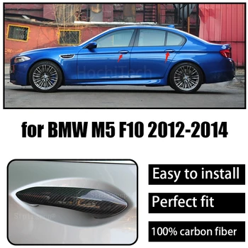 100 % Gerçek Karbon Fiber Araba Kapı kulp kılıfı Trim Dekorasyon ıçin BMW M5 F10 2012-