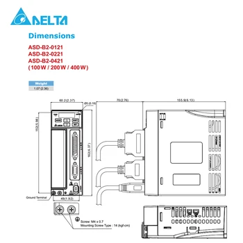 100 % Yeni Pozisyon Hız ve Tork Kontrolü 100 W ASD-B2-0121-B ECMA-C20401RS 3 Metre Kablo 0.32 N. M 0.9 A Delta AC Servo Motor