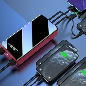 100000 mAh Güç Bankası Ayna Ekran LED Ekran Poverbank Taşınabilir harici pil şarj edici güç bankası Cep Telefonları İçin