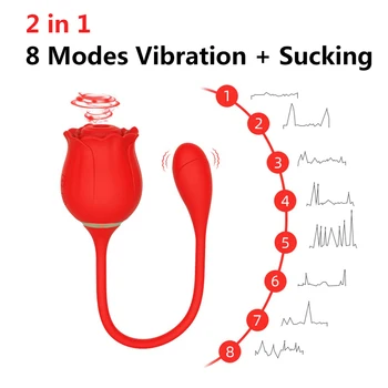 2 İn 1 Vajina Emme Vibratörler Kadınlar için Gül Şekli Güçlü Klitoris Stimülatörü Vakum Emme Titreşimli Yumurta Yetişkin Seks Oyuncakları
