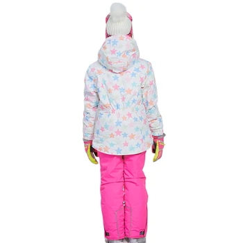 2019 Kış Sıcak Kız Kayak Takım Elbise Ceket ve Pantolon 2 Adet Setleri Çocuklar Kar Kayak Takım Elbise Rüzgar Geçirmez Çıkarılabilir Hood Açık Çocuk Seti
