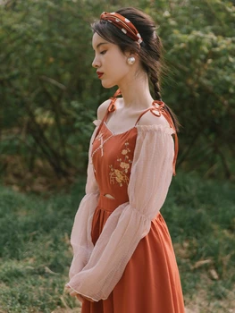 2019 yeni moda kadın elbiseleri Vintage edebi ulusal tarzı yüksek bel ışlemeli elbise