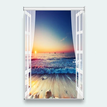 2019 Özelleştirmek 3D stor perde Dalga plaj Oturma odası Yatak Odası Banyo Mutfak Pencere stor perde