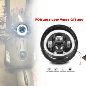 2019'dan önce Vespa GTS 300 için Halo ile motosiklet Siyah LED Far