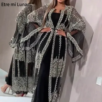 2021 Zarif en son Moda Dubai Müslüman Abiye Uzun Kollu Sequins Nakış Balo Elbise BLE4060
