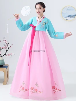 2022 kadın geleneksel kore hanbok elbise retro zarif prenses kraliyet mahkemesi elbise parti halk dans sahne oriantal dans elbise