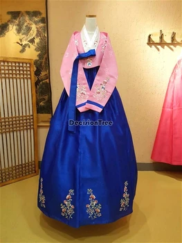 2022 kadın geleneksel kore hanbok elbise retro zarif prenses kraliyet mahkemesi elbise parti halk dans sahne oriantal dans elbise