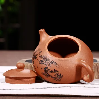 210 ml Çin Yixing ZishaTeapot Kung Fu El Yapımı Demlik Dahongpao Çay Taş Kepçe Mor Çamur Teaware Ücretsiz S