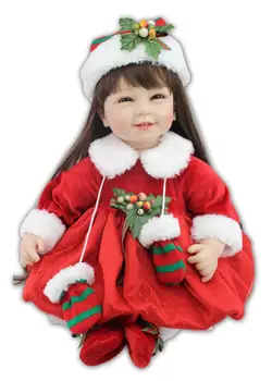 22 inç 55 cm Silikon Bebek Reborn Bebekler Noel Giyinmek Adora Bebek Boneca Brinquedos Menina Çocuklar Oyun Arkadaşı Yılbaşı Hediyeleri