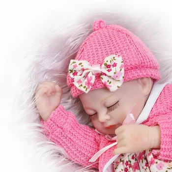 25 CM Silikon Reborn Premie Uyku Bebek Pembe Elbise Doğum Günü Hediyesi Tahsil Oyuncak Çok Yumuşak Topluca Bebek