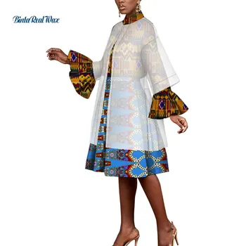 3 Adet Set Afrika kadın kıyafetleri Tops Ceket ve Maxi Elbise Setleri Kadınlar ıçin Dashiki Parti Düğün Organze Zarif Giyim WY9339