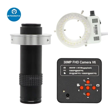 38MP CMOS USB Mikroskop Kamera 080 P HDMI Endüstriyel Dijital Video HD Kamera Seti 120X C mount lens + led ışık Lehimleme Onarım