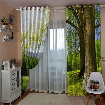 3D Odası Karartma Cortinas büyük ağaç manzara Perdeleri Oturma Odası Yatak Odası Çocuk Odası Perdeleri Pencere