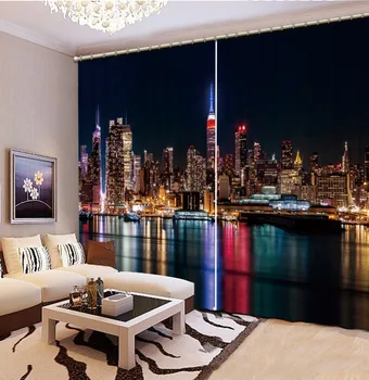 3d Perdeleri Modern Lüks Şehir gece görünümü 3D pencere karartma perdeleri çocuk yatağı Odası Oturma odası Otel Perdeler Cortinas