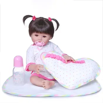47 CM bebek bebe reborn küçük kız yenidoğan bebek tam vücut silikon reborn bebekler Banyo oyuncak Noel Hediye npk bebek hediye