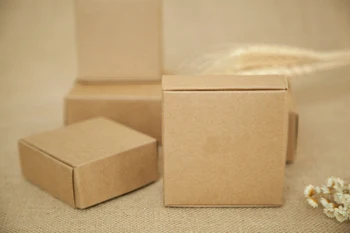 500 Adet 6.5*6.5 * 3 cm Kahverengi Kraft Kağit kutu Şeker / gıda/düğün / takı Hediye Kutusu Ambalaj Teşhir kutuları Dıy Kolye Depolama