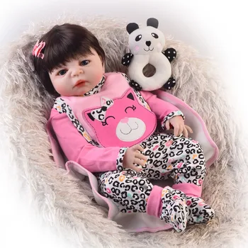 55 cm Tam Silikon Yeniden Doğmuş Bebek Bebek Oyuncak Kız Bebes reborn corpo de silikon inteiro çocuk hediye oyuncak bebekler reborn
