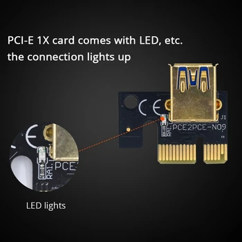 6 Pcs PCI-E 1X için 16X adaptör kartı 009 S Artı Grafik Kartı Uzatma Kablosu 3 arabirim adaptörü kurulu için BTC Madenci