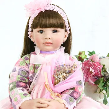 60 cm Bebes reborn Silikon vinil bebek oyuncak bebekler İçin Çocuk Kız Bonecas 24 inç alive Prenses Yürümeye Başlayan bebek bebek hediye için ch