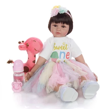 60 cm Silikon Yeniden Doğmuş Bebek oyuncak bebekler Vinil Prenses Yürümeye Başlayan Bebekler Gibi Canlı Bebe reborn Kız Bonecas Çocuk doğum günü hediyesi