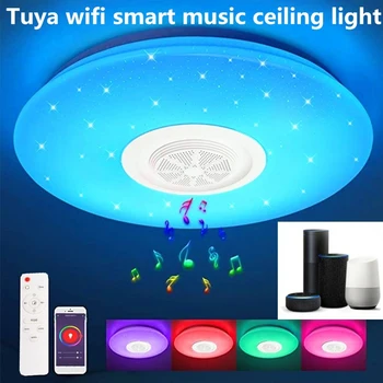 60 W WiFi RGB tavan ışıkları oturma odası için Bluetooth müzik akıllı APP uzaktan kumanda lambası Led tavan aydınlatma armatürü ev yatak odası