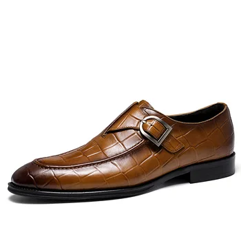 69515 erkek Keşiş Ayakkabı Iş Resmi Giyim Sivri deri Ayakkabı İngiliz Keşiş Toka Kore günlük erkek ayakkabısı