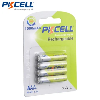 8 Adet/2 kart PKCELL Ni-Mh AAA Piller 1000 mAh 1.2 V AAA Şarj Edilebilir Pil için Kamera / El Feneri/Oyuncak