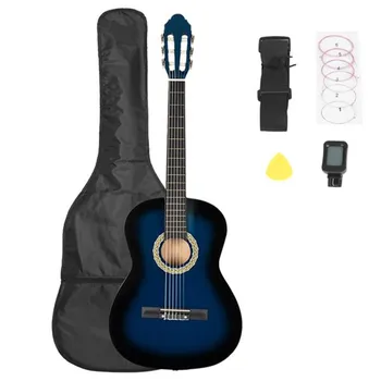 ABD Stok 38 inç akustik gitar klasik tasarım basswood sapelli gitar Gitar Severler Yeni Başlayanlar için Çanta ve LCD Tuner ile