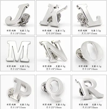 A'dan Z'ye 26 Harf Pin Gümüş Renk Moda mektubu alfabe Sembol Tasarım Takım Elbise Yaka Yaka Broş Pin Parti Takı