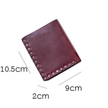 AETOO erkek kısa deri cüzdan, perçin dekoratif cüzdan, retro deri erkek cüzdan