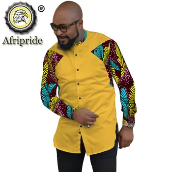 Afrika Baskı Gömlek Erkekler İçin Ankara Balmumu Baskı Kıyafetler Giymek %100 % Pamuk Danshiki Geleneksel Brazin Riche Artı Boyutu S2012003