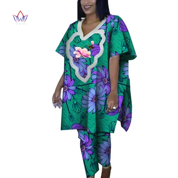 Afrika Dashiki Kadınlar İçin Üst Ve uzun pantolon seti Baskı Elbise Africaine Femme Bazin Geleneksel afrika kıyafeti Dashiki Seti WY5487