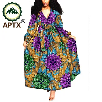 Afrika Kadın Giyim Kapalı Omuz Seksi Ankara Tarzı Çiçek Etek Orta Buzağı Saf Pamuk Puf Kollu Zarif Prenses Elbise