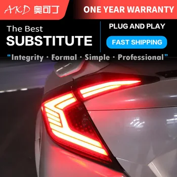 AKD Honda CİVİC ıçin Araba Styling Arka Lambaları X MK10 10gen 2016-2020 LED Kuyruk Işık DRL Kuyruk Lambası Dönüş Sinyali Arka Ters Fren