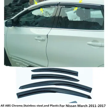 Araba kapak Sopa plastik pencere camı Rüzgar Visor Yağmur / Güneş Koruma Havalandırma 4 adet Nissan Mart 2011 2012 2013 2016 2017