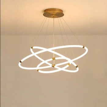 Art Deco altın gümüş krom beyaz şanslı LED parlaklık Tasarımcı asılı lambalar süspansiyon armatür Lampen kolye ışık Fuaye İçin