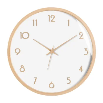 Avrupa Lüks duvar saati Dilsiz Ahşap Tahıl duvar saati Modern Tasarım Çim Altın Pointer Reloj De Pared Dekorasyon Oturma Odası