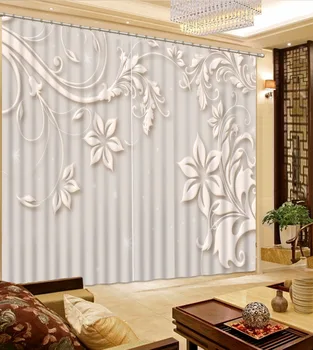 Avrupa Perdeleri Desen Perdeleri pencere dekorasyonu İçin Kanca 3D Perdeleri Oturma odası Yatak Odası İçin Karartma Perdeleri
