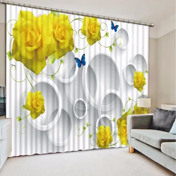 Avrupa Perdeleri Zarif Perdeler Yatak Odası İçin Mor Gül Evlilik odası pencere dekorasyonu Perdeler Karartma