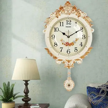 Avrupa Retro Salıncak duvar Saati Oturma Odası Moda Duvar Çizelgeleri Yatak Odası Sessiz Kuvars Saat Yaratıcı Saat Saatler Duvar Ev