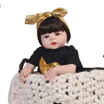 Bebes Reborn Kız Bebekler 23 İnç Moda Tam Silikon Vinil Yeniden Doğmuş bebek Gerçekçi Prenses bebekler Sürpriz hediye Çocuklar için oyuncaklar