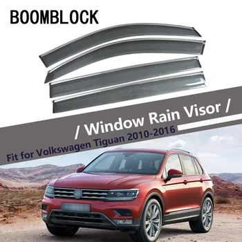 BOOMBLOCK Araba Kapakları Pencere Visor Güneş Yağmur rüzgar deflektörü Tente Kalkanı ABS Volkswagen VW Tiguan 2010-Için 2016