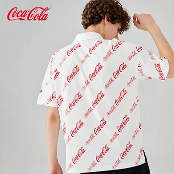 Coca-Cola Coca-Cola resmi kısa kollu yaz yeni stil tam baskı gevşek vahşi çift nefes rahat pamuklu tişört