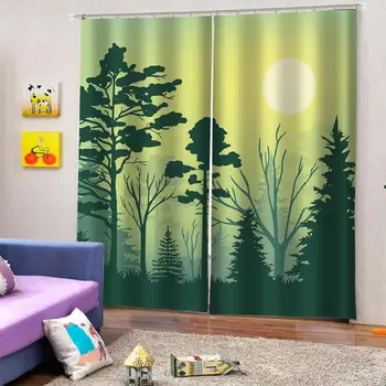Dekorasyon perdeleri yeşil perdeler Yatak Odası oturma odası rüzgar geçirmez kalınlaşma karartma perdesi