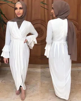 Eid Müslüman Elbise Abayas Kadınlar için Dubai Abaya Kimono Türkiye Başörtüsü Elbiseler İslam Giyim Kaftan Kaftan Elbiseler Musulman De Modu