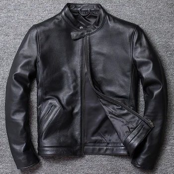 Erkek Inek Deri Koyun Derisi Deri Ceket Ceket Siyah Adı Marka Kuzey Rüzgar Erkek Hakiki Deri Ceket Boy 5XL Palto A925
