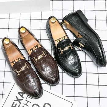 Erkek mokasen Deri Oxford Ayakkabı Moda Erkek Elbise erkek gündelik ayakkabı Resmi İtalyan Şık Siyah Kahverengi Mokasen