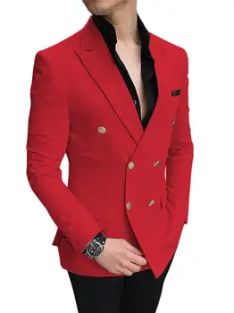 Erkek Takım Elbise Ceketler Kruvaze Blazer Resmi Vintage Balo Slim fit Ceketler Smokin Tepe Yaka Düğün Damatlar Sadece Ceket