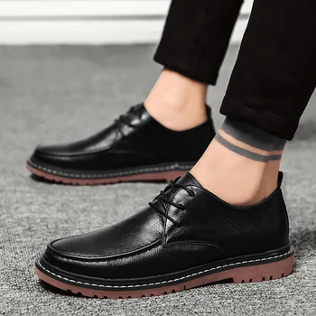 Erkekler rahat ayakkabılar PU Deri Dantel-up Iş Sosyal Resmi Ayakkabı Hafif Rahat Yumuşak Içinde Siyah Gri Kahverengi Artı 38-47