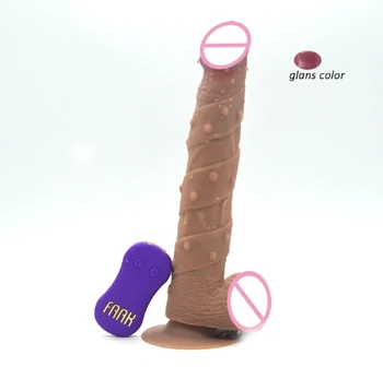 FAAK uzaktan kumanda Titreşimli yapay penis Sokmak penis ısıtmalı Versiyonu elastik silikon horoz vantuz ile kadınlar için seks oyuncakları